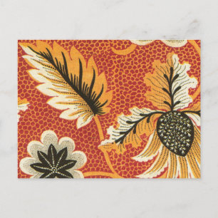 Cartão Postal Floral Antigo Laranja e Preto