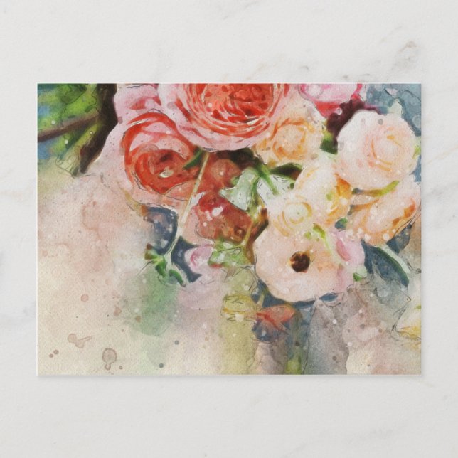 Cartão Postal Floral Aquarela 2 (Frente)