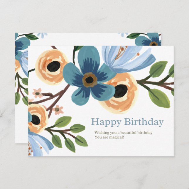 Cartão Postal Floral Birthday (Frente/Verso)