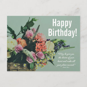 Cartão Postal Floral Birthday Blush