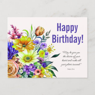 Cartão Postal Floral Birthday Blush