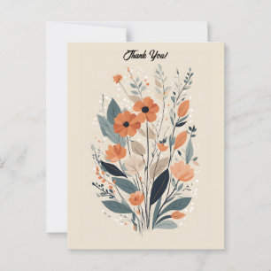 Cartão Postal Floral Boho Abstrato Obrigado