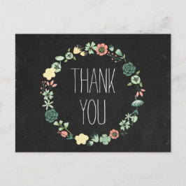 Cartão Postal Floral Chalkboard Obrigado