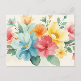 Cartão Postal Floral Colorido em Aquarela