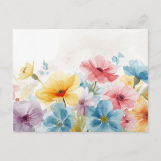 Cartão Postal Floral Colorido em Aquarela