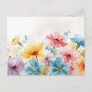 Cartão Postal Floral Colorido em Aquarela