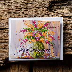 Cartão Postal Floral Colorido Nós Mudamos Nova Casa Mudança Nova