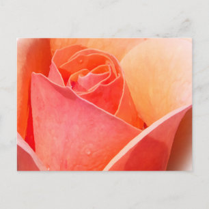 Cartão postal floral com efeito de aquarela rosa