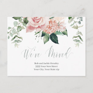 Cartão Postal Floral Cor-de-Água Cor Rosa Que Mudamos O Anúncio