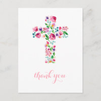 Floral Cross obrigado nota, batizando obrigado