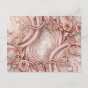 Cartão postal floral de dois lados com estética de
