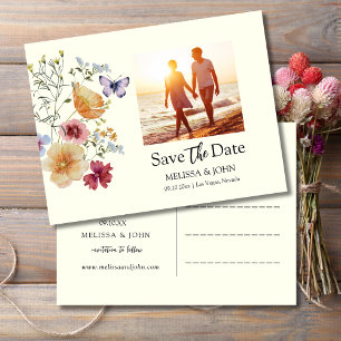Cartão Postal Floral de Flores Silvestres Boêmias para Salvar a 