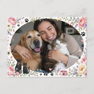 Cartão postal floral de foto personalizado para am