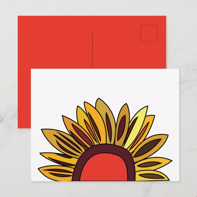Cartão Postal Floral de Girassol (Frente/Verso)
