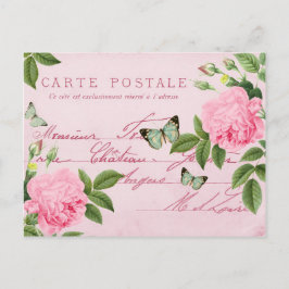 Cartão postal floral de rosas de vindima com borbo