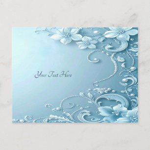 Cartão postal floral decorativo azul