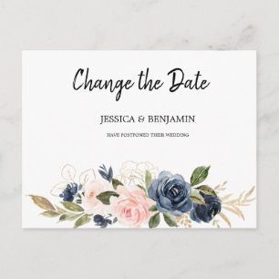 Cartão Postal Floral do Flor do Flor do marinho - Alterar a Data