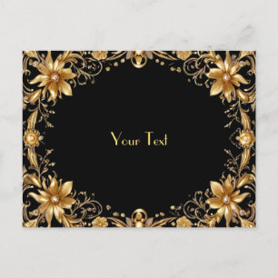 Cartão Postal Floral Dourado