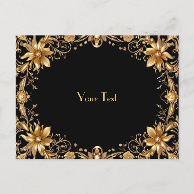 Cartão Postal Floral Dourado (Frente)