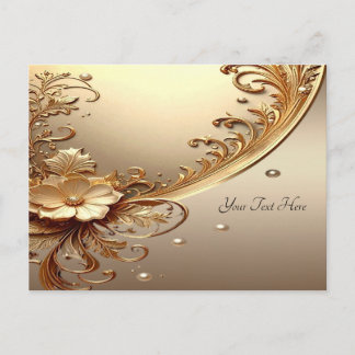Cartão Postal Floral Dourado Ornado