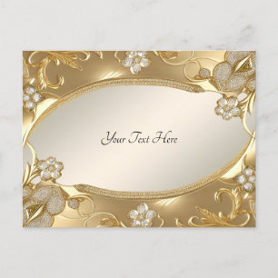 Cartão Postal Floral Dourado Ornado