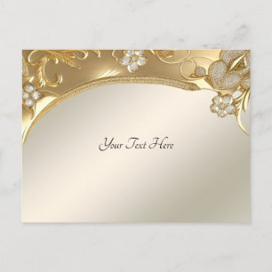 Cartão Postal Floral Dourado Ornado