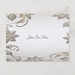Cartão Postal Floral Dourado Prata