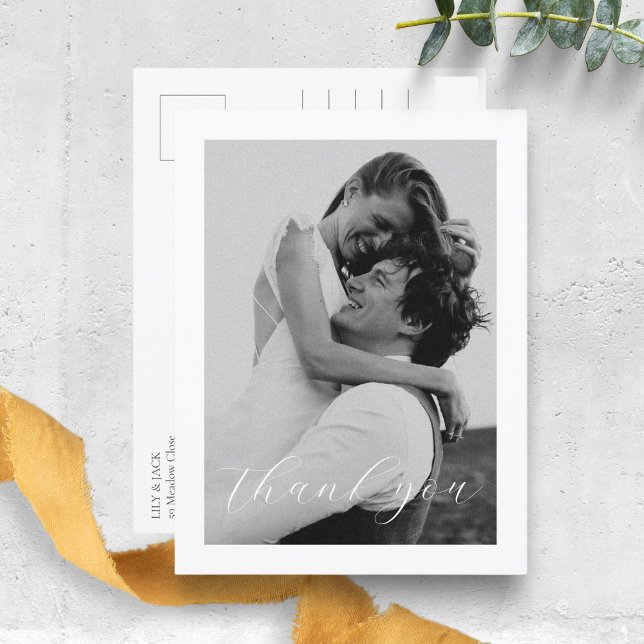 Cartão Postal Floral Dusty Blue Hydrangea Casamento Obrigado (Criador carregado)