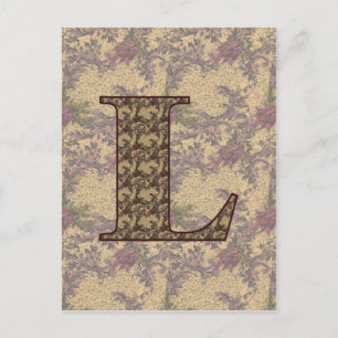 Cartão postal floral elegante com inicial monogram