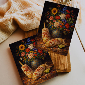 Cartão Postal Floral Elote Still Life Art Postcard