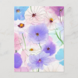 Cartão Postal Floral em Aquarela Pastel