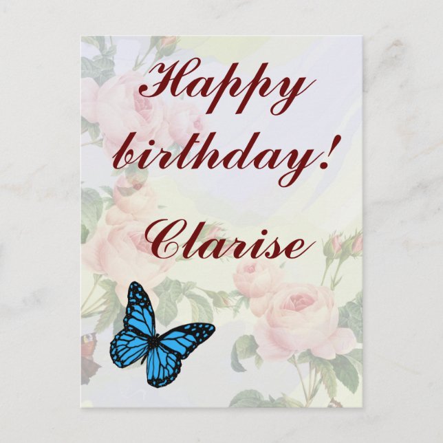 Cartão Postal Floral Ephemera vibrant color pink art (Frente)