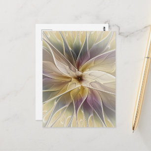 Cartão Postal Floral Fantasy Dourada Eggplant Abstrato Art Fract