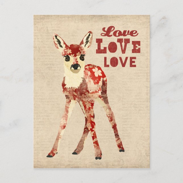 Cartão Postal Floral Fawn Love (Frente)