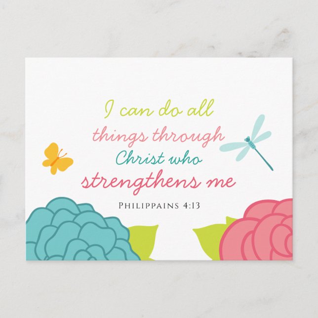 Cartão postal Floral Filipenses 4:13 (Frente)