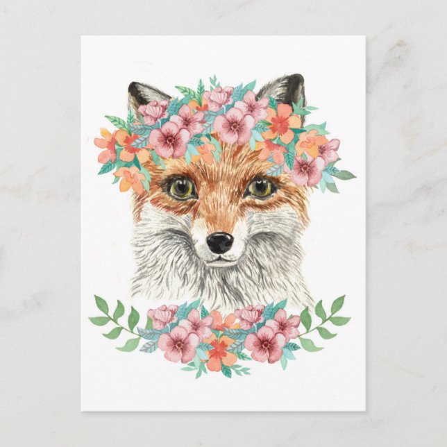Cartão Postal Floral Fox (Frente)