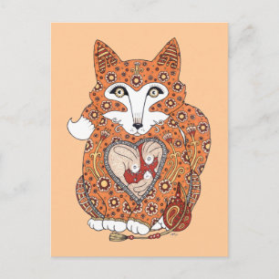 Cartão postal Floral Fox Cub