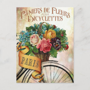 Cartão postal floral francês vintage