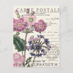Cartão Postal floral francês vintage moderno
