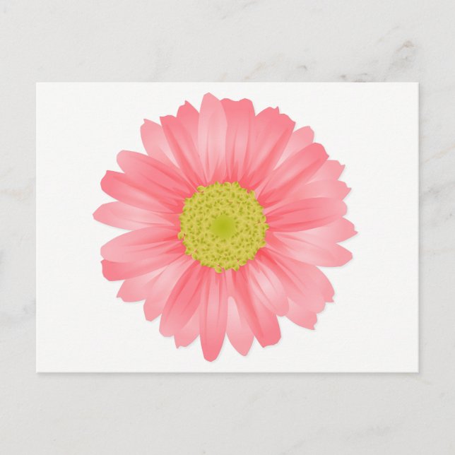 Cartão Postal Floral Gerbera Daisy Pink e Flor Amarelo (Frente)
