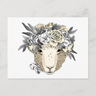 Cartão Postal Floral Halo Sheep