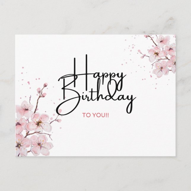 Cartão Postal Floral Happy Birthday (Frente)