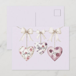 Cartão Postal Floral Inspirador Amor Esperança Alegria Corações