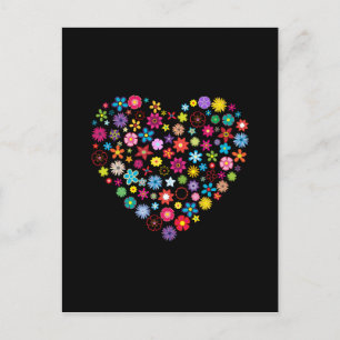 Cartão Postal Floral Love Heart