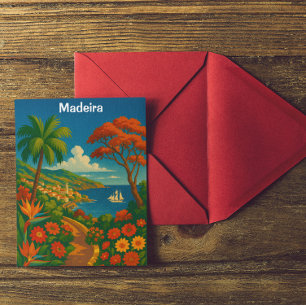 Cartão Postal Floral Madeira Viagens vintage Art