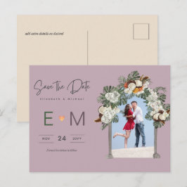 Cartão Postal Floral Mauve para Salvar a Data do C