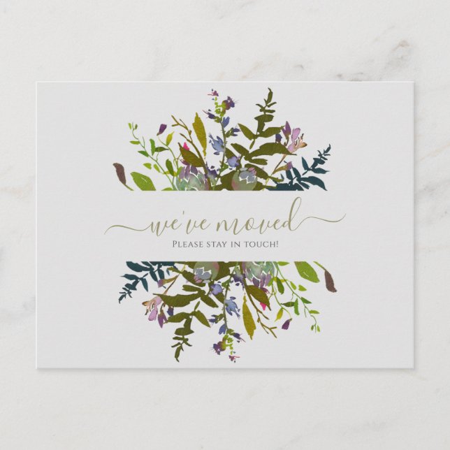 Cartão Postal Floral Movimentamos Novo Anúncio de Script Home (Frente)