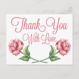 Cartão Postal Floral Obrigado Água Rosa Rosa Rosa Rosa Rosa Rosa