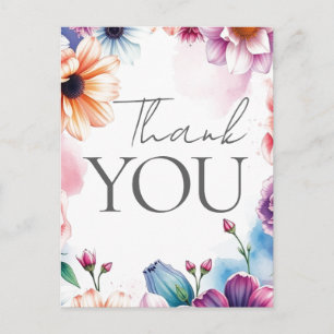 Cartão Postal Floral Obrigado Elegante Moderno Simples Moderno