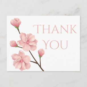Cartão Postal Floral Obrigado Flor de Cerejeira Rosa Festa
